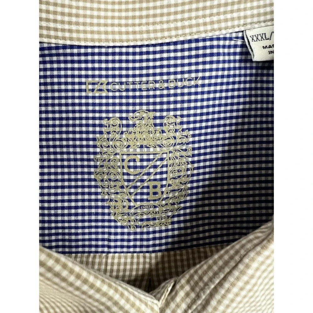 Cutter & Buck Mens White Plaid Baylor Bears University Button Front Shirt Sz 3XL